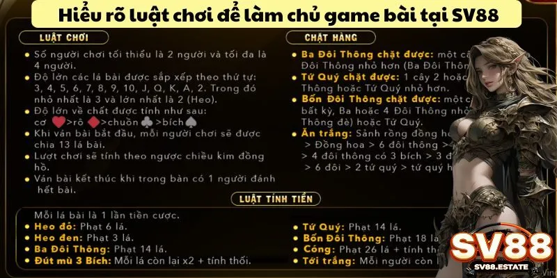 Hiểu rõ luật chơi để làm chủ game bài tại SV88